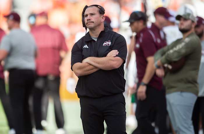 Arnett during Mississippi State’s 27-13 loss to Auburn on Oct. 28, 2023.
